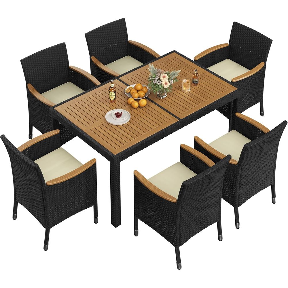 Outdoor Furniture Dining Set - 7-Piece Outdoor Patio Furniture Set: Acacia
