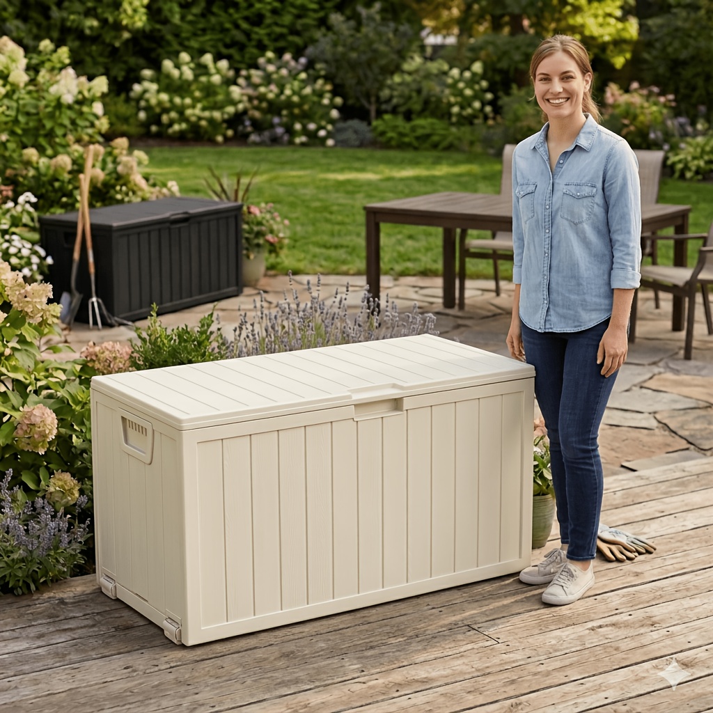 Outdoor Furniture Metal - 75/35 Gallon Outdoor Storage Box Waterproof