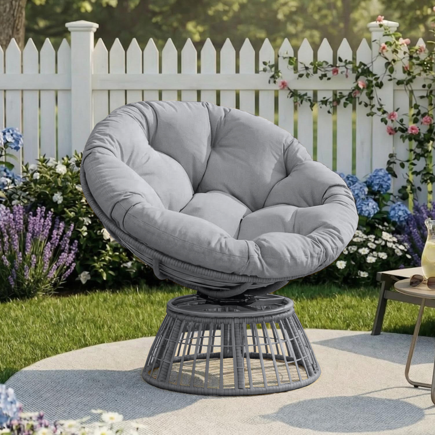 Outdoor Furniture No Cushions - Swivel Papasan Chair, Outdoor Wicker Patio