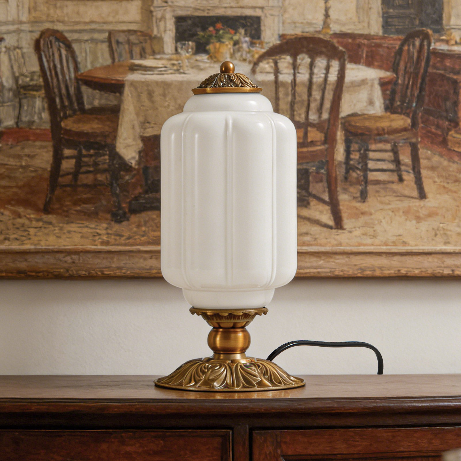 Outdoor Furniture Dining - Nordic Retro Milk Glass Table Lamp