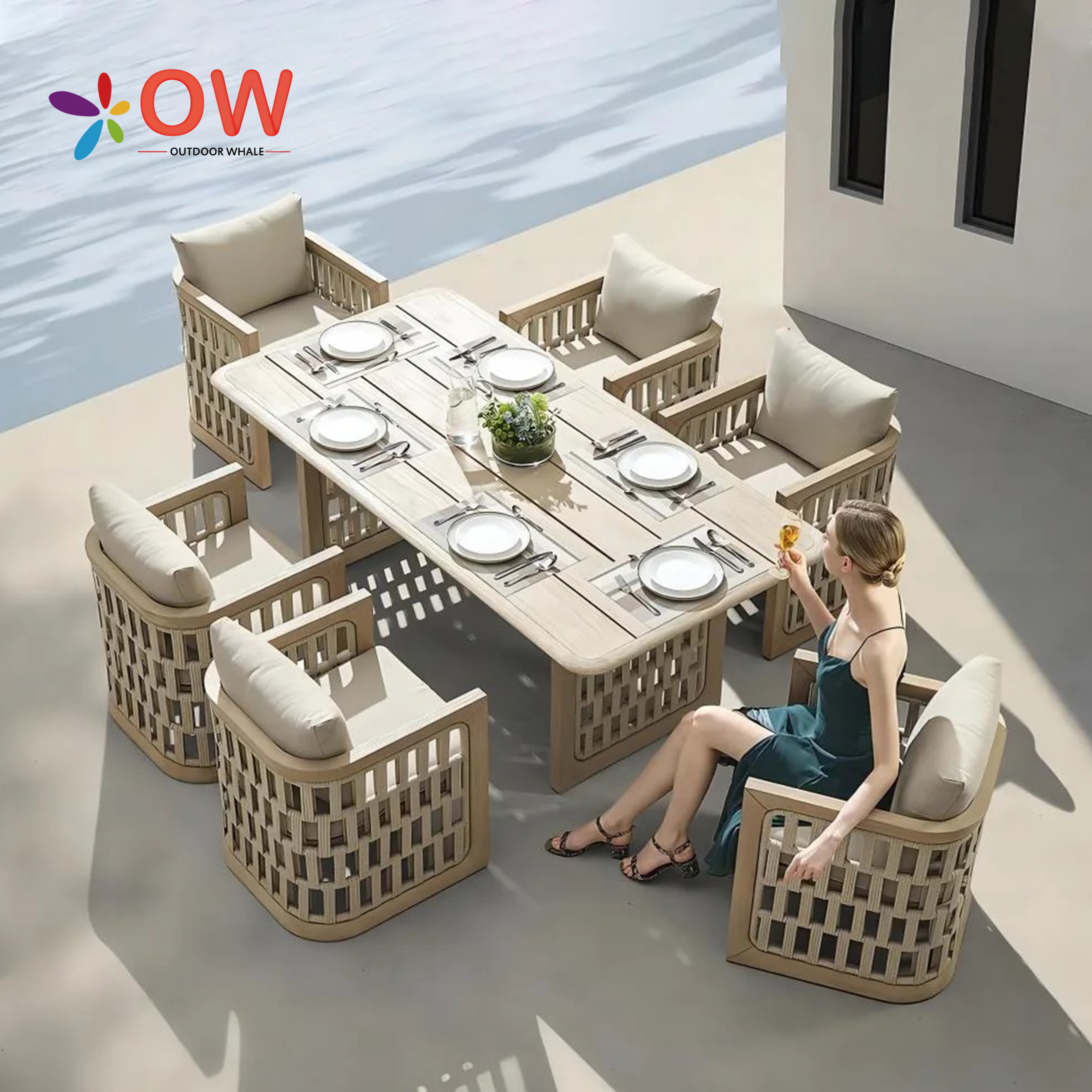 Outdoor Furniture Dining Set - Modern Dining Table Set For Hotels