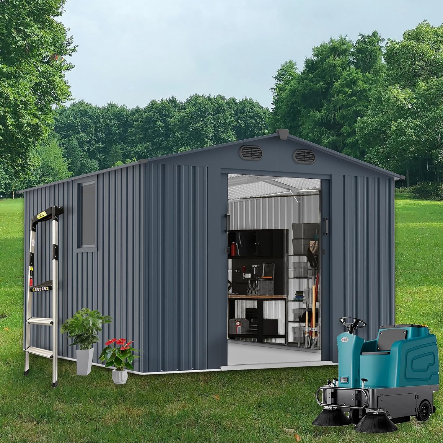 Outdoor Furniture Metal - Outdoor Storage Shed 8x10 FT with