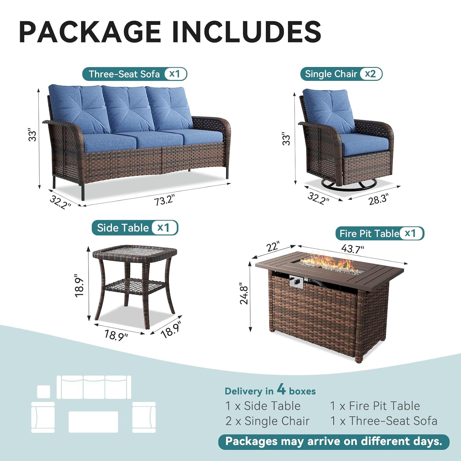 7 Piece Outdoor Patio Furnitur - đánh giá và giá Outdoor Furniture With Fire Pit Table