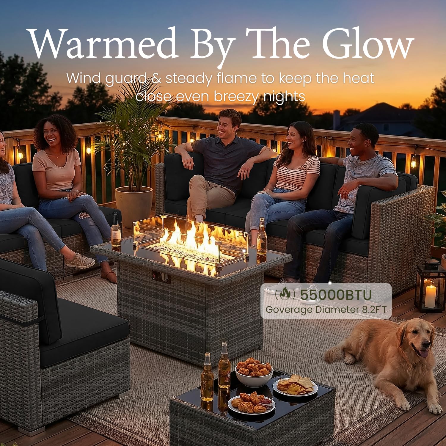 8 Piece Patio Furniture Set wi - đánh giá và giá Outdoor Furniture With Fire Pit Table