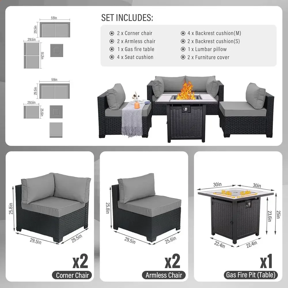5-Piece Outdoor Patio Furnitur - đánh giá và giá Outdoor Furniture With Fire Pit Table