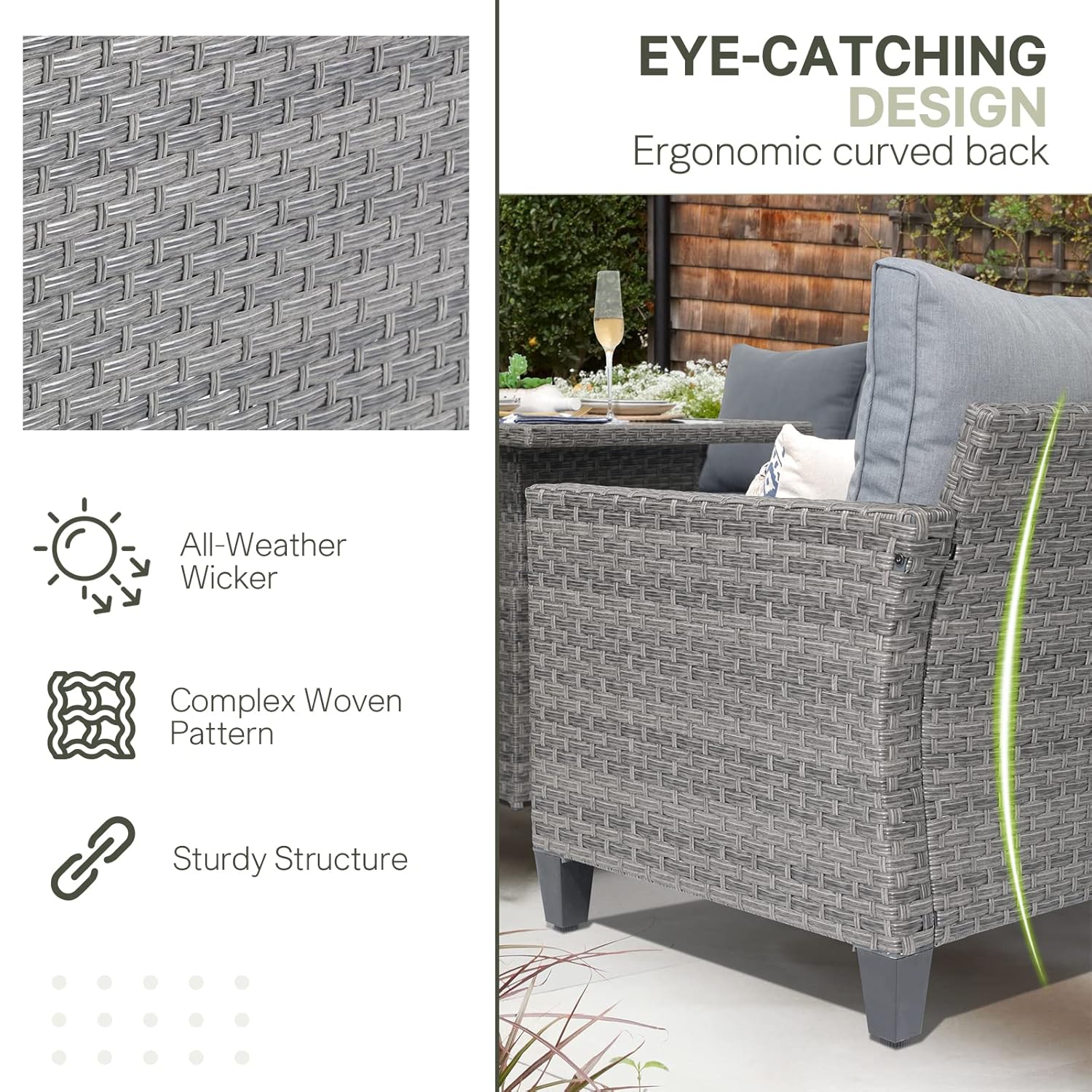 6pcs Grey PE Rattan Outdoor Se - đánh giá và giá Outdoor Furniture Dining Set