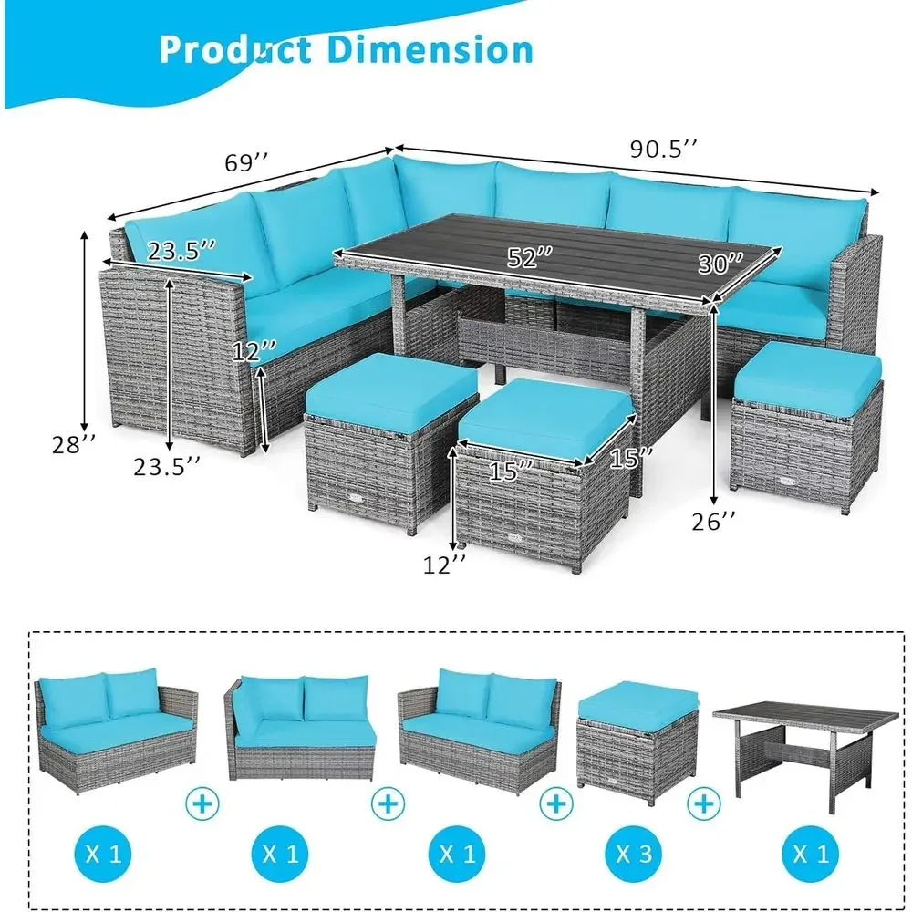 Turquoise Outdoor Sectional So - đánh giá và giá Outdoor Furniture Dining Set
