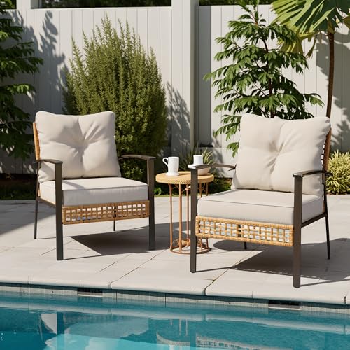 Beige Wicker Outdoor Chair Set - đánh giá và giá Outdoor Furniture No Cushions
