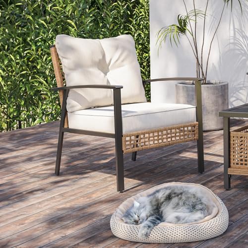 Beige Wicker Outdoor Chair Set - đánh giá và giá Outdoor Furniture No Cushions