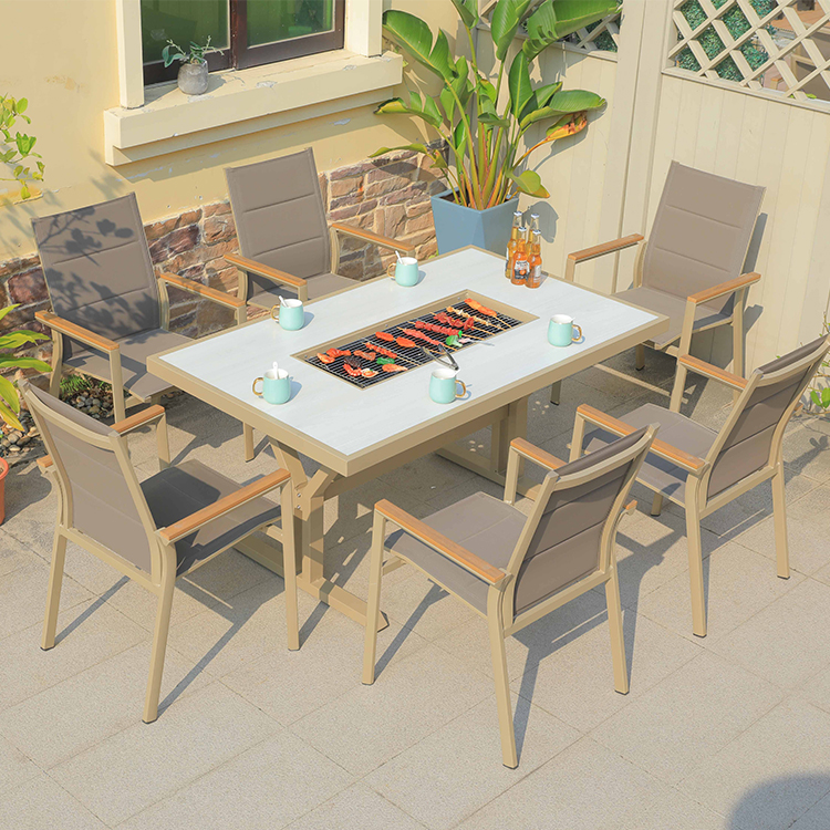 Hot Sale Cast Aluminum Fire Pi - đánh giá và giá Outdoor Furniture With Fire Pit Table