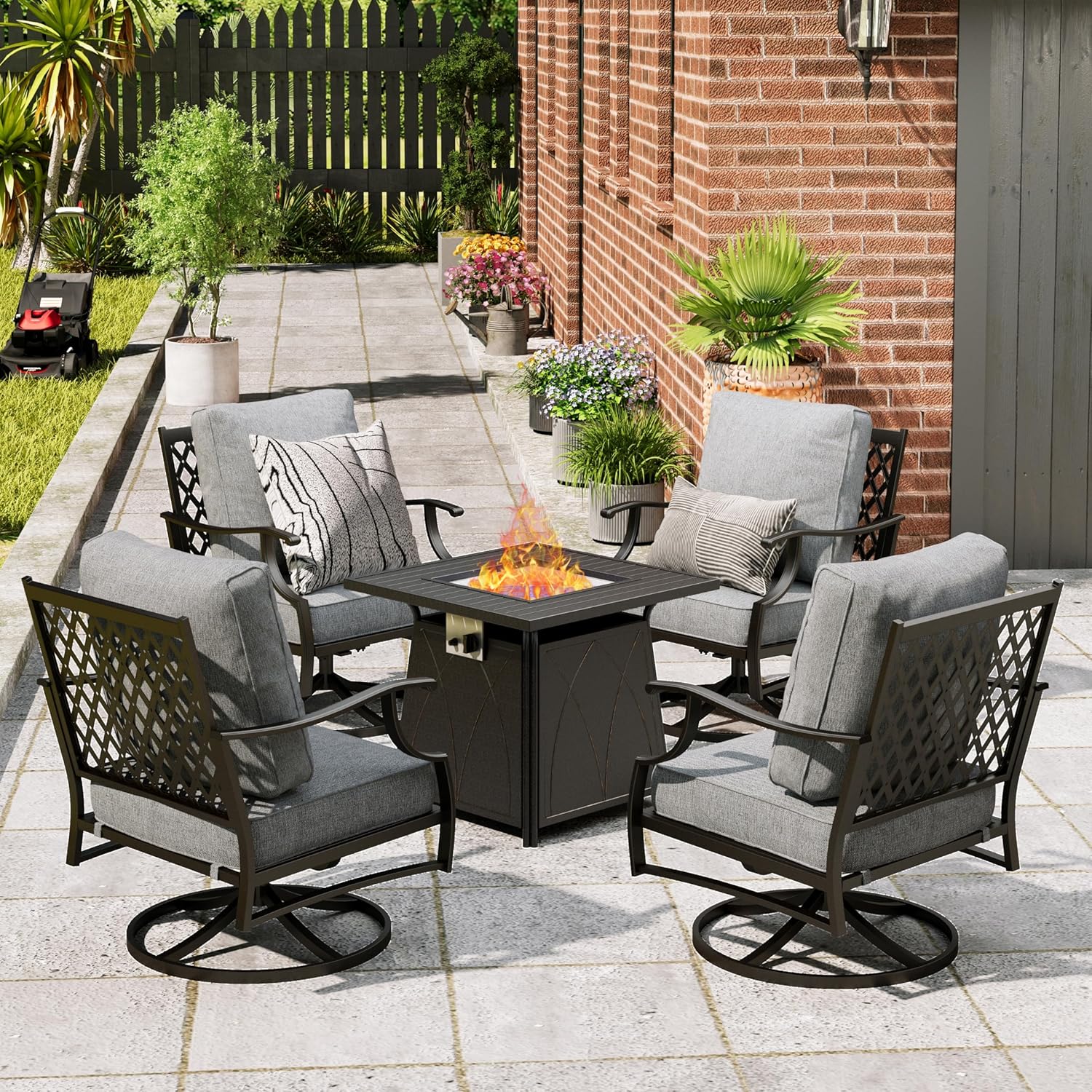 Patio Furniture Set with Fire  - đánh giá và giá Outdoor Furniture With Fire Pit Table