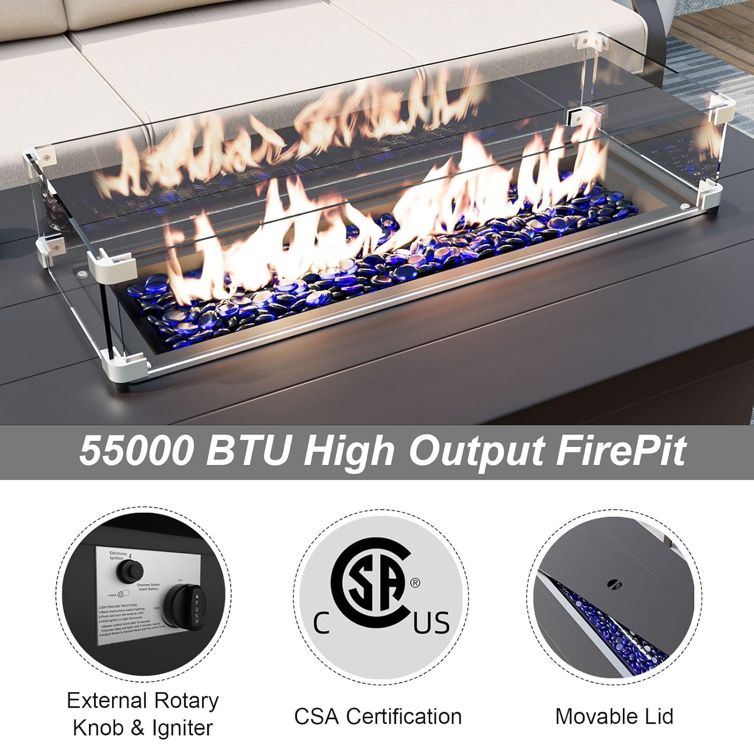 5-seat Aluminum Patio Sectiona - đánh giá và giá Outdoor Furniture With Fire Pit Table