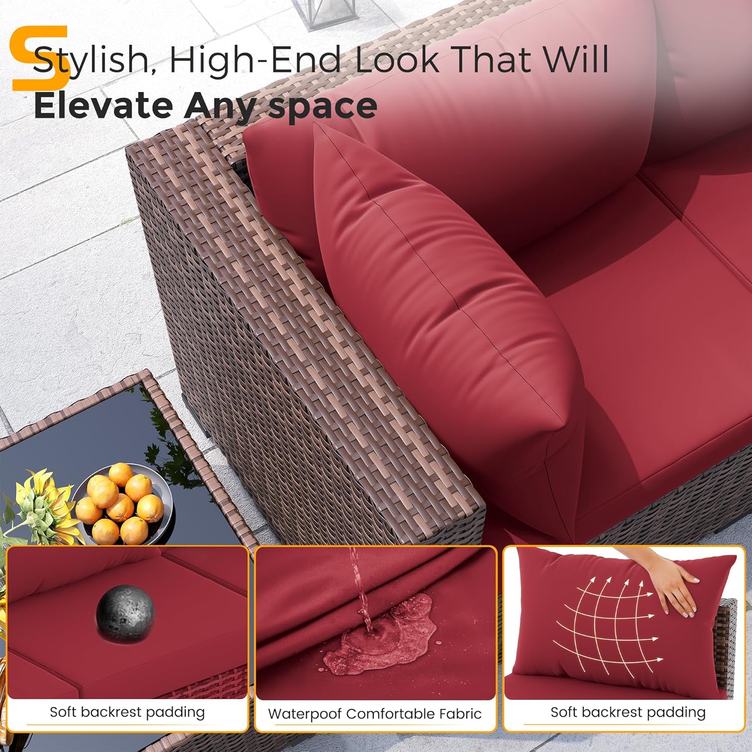 8pc All-Weather Wicker Section - đánh giá và giá Outdoor Furniture With Fire Pit Table