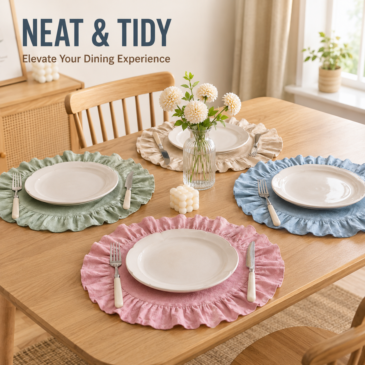 Round Cotton Placemats with Ru - đánh giá và giá Outdoor Furniture Dining