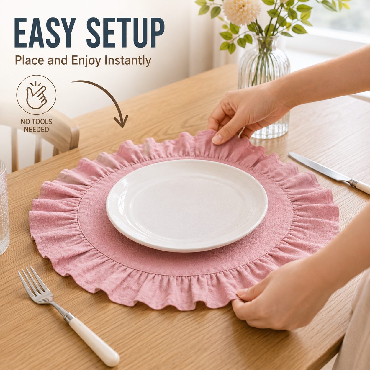 Round Cotton Placemats with Ru - đánh giá và giá Outdoor Furniture Dining