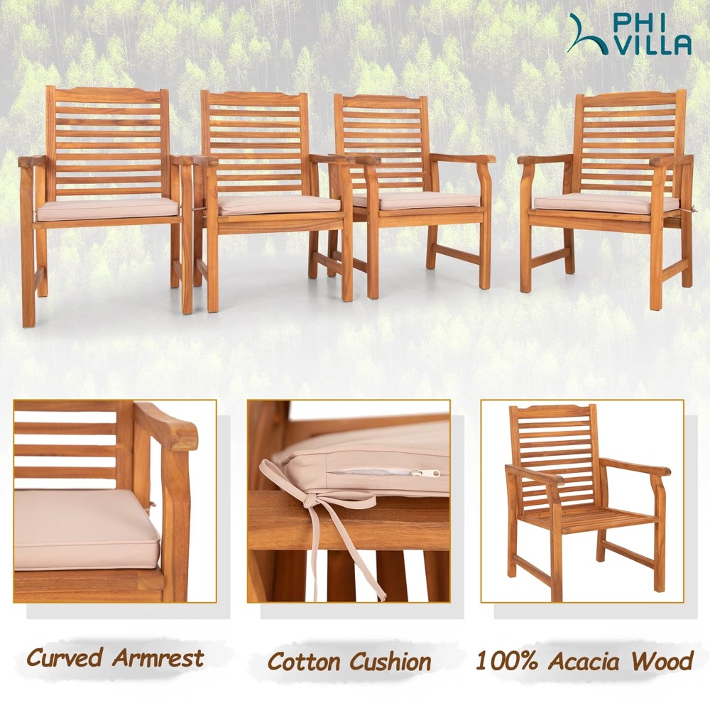 Set of 2 Acacia Wood Dining Ch - đánh giá và giá Outdoor Furniture Oil