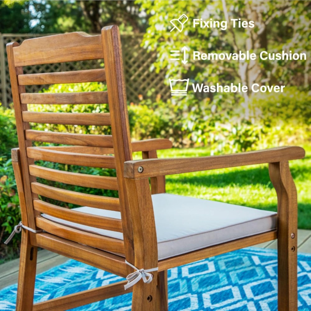 Set of 2 Acacia Wood Dining Ch - đánh giá và giá Outdoor Furniture Oil