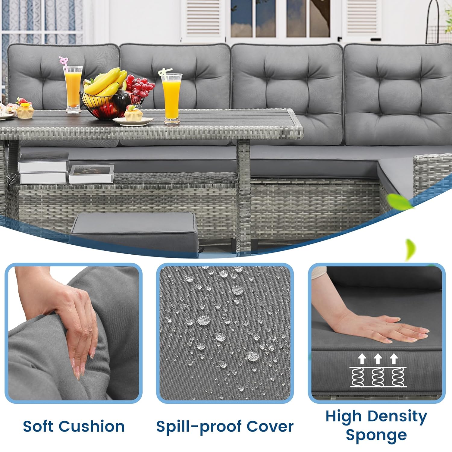 6-Piece Patio Sectional Sofa D - đánh giá và giá Outdoor Furniture Dining Set