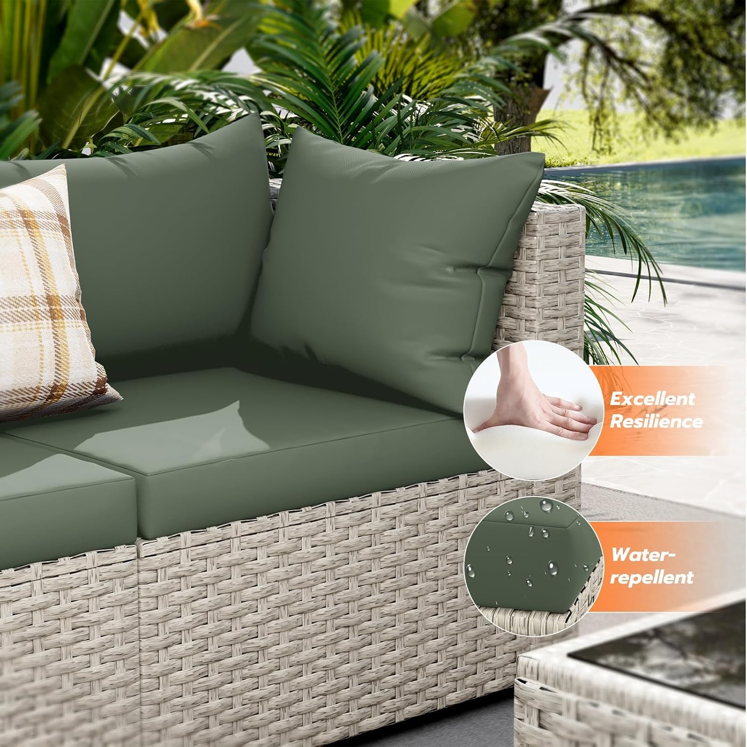 8-Seat Outdoor Sectional Sofa  - đánh giá và giá Outdoor Furniture With Fire Pit Table
