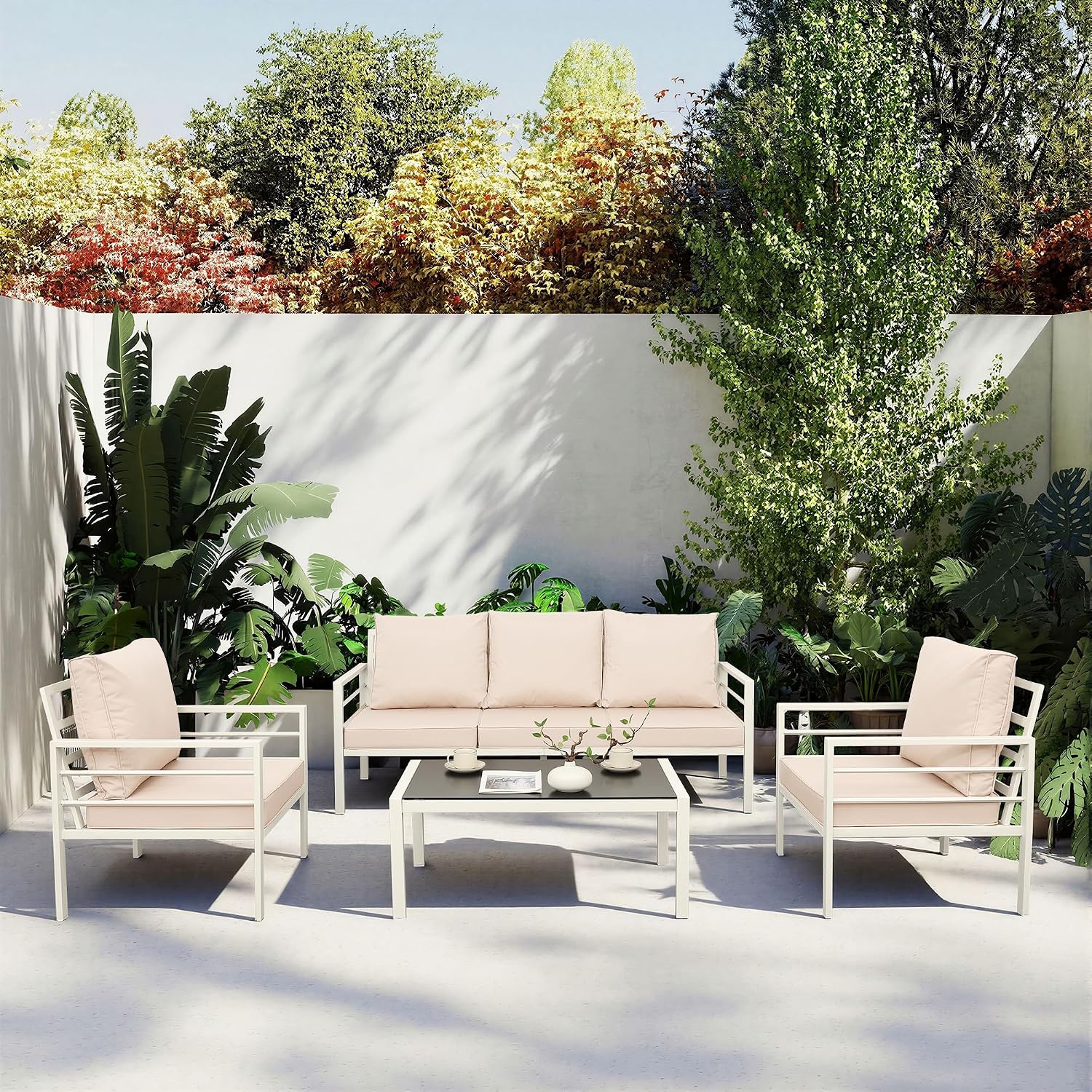 Patio Furniture Set 4 Pieces O - đánh giá và giá Outdoor Furniture No Cushions