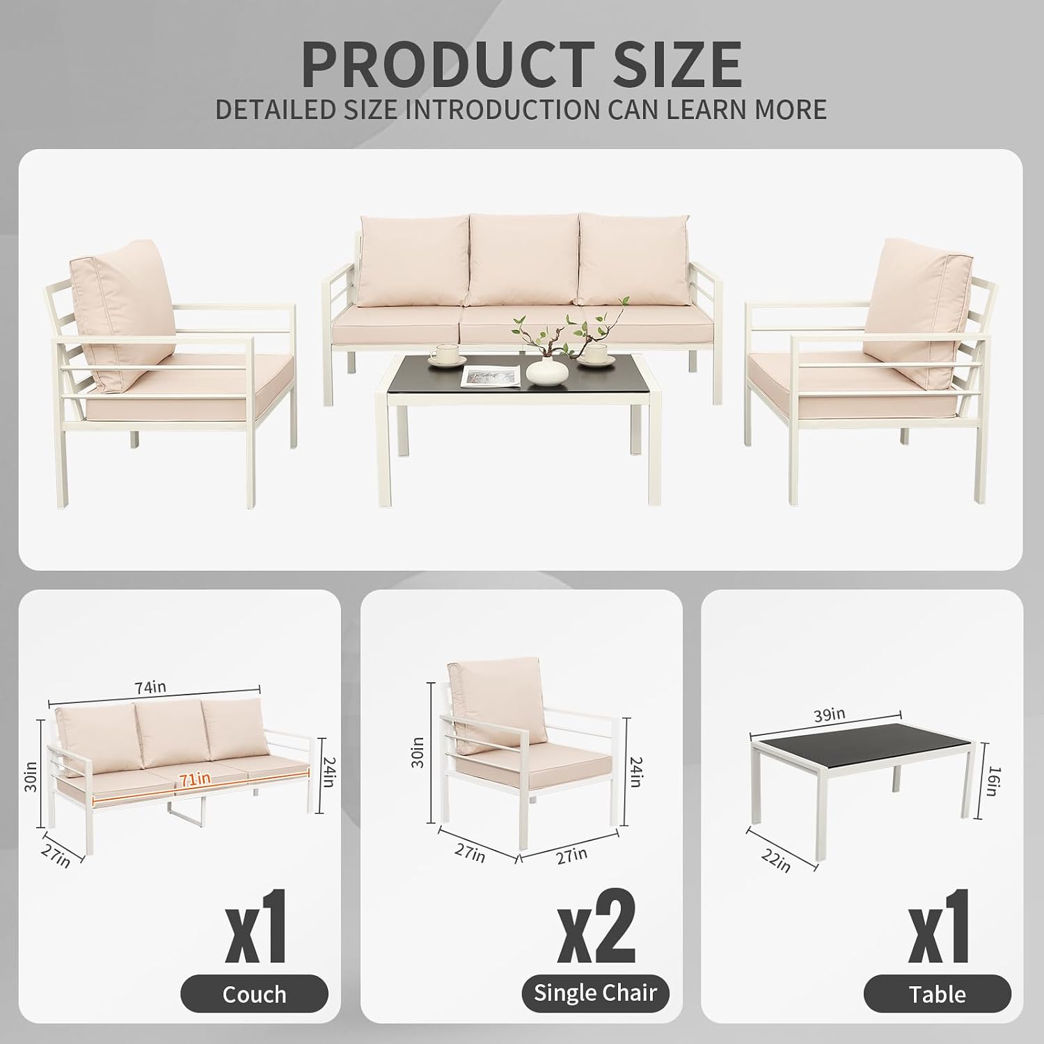 Patio Furniture Set 4 Pieces O - đánh giá và giá Outdoor Furniture No Cushions