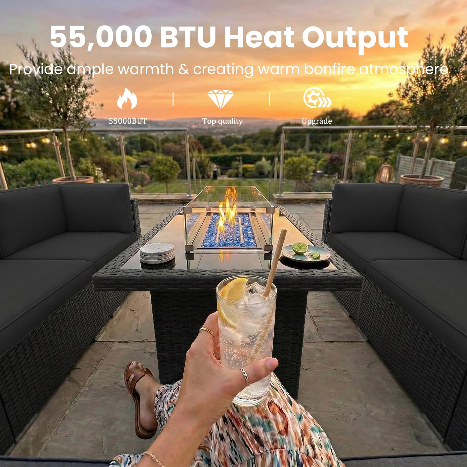 8 Pieces Patio Furniture Set w - đánh giá và giá Outdoor Furniture With Fire Pit Table