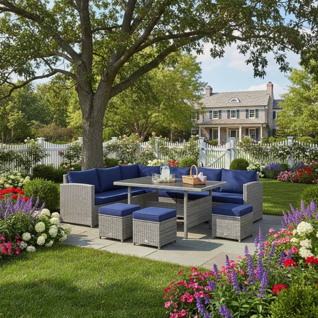 7 Piece All Weather Wicker Pat - đánh giá và giá Outdoor Furniture Dining Set