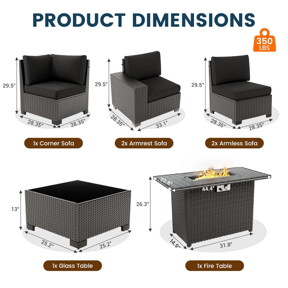 7 Piece Outdoor Sectional Sofa - đánh giá và giá Outdoor Furniture With Fire Pit Table
