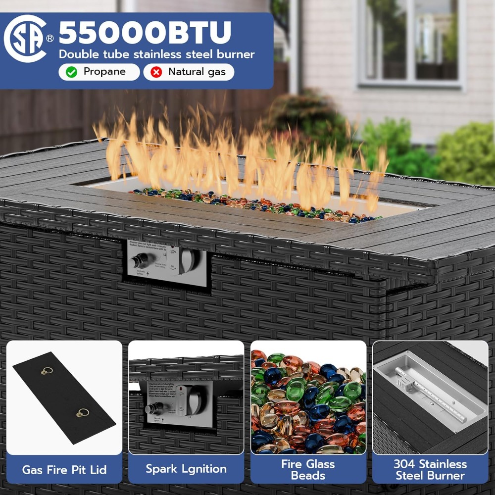 7 Piece Outdoor Sectional Sofa - đánh giá và giá Outdoor Furniture With Fire Pit Table