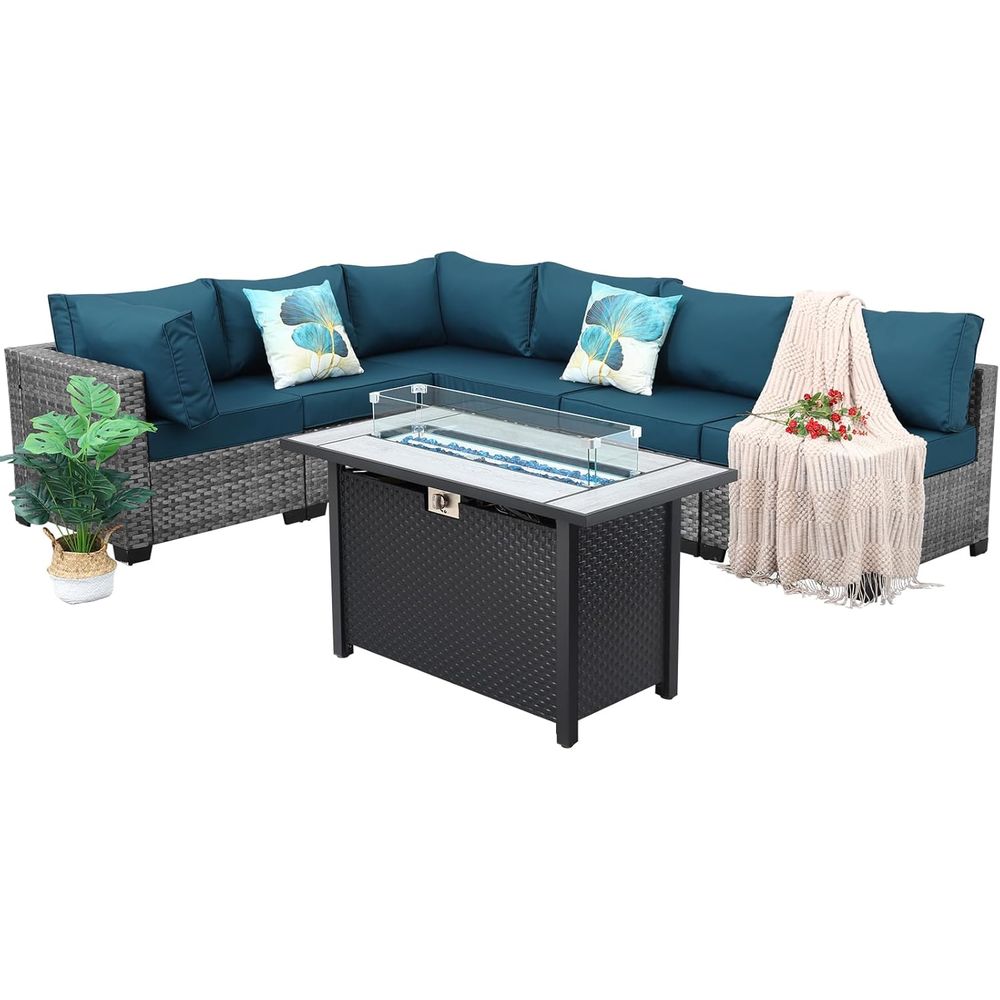 7-Piece Outdoor Wicker Patio F - đánh giá và giá Outdoor Furniture With Fire Pit Table