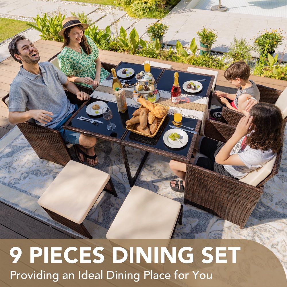 9 Pieces Patio Dining Sets Out - đánh giá và giá Outdoor Furniture Dining Set
