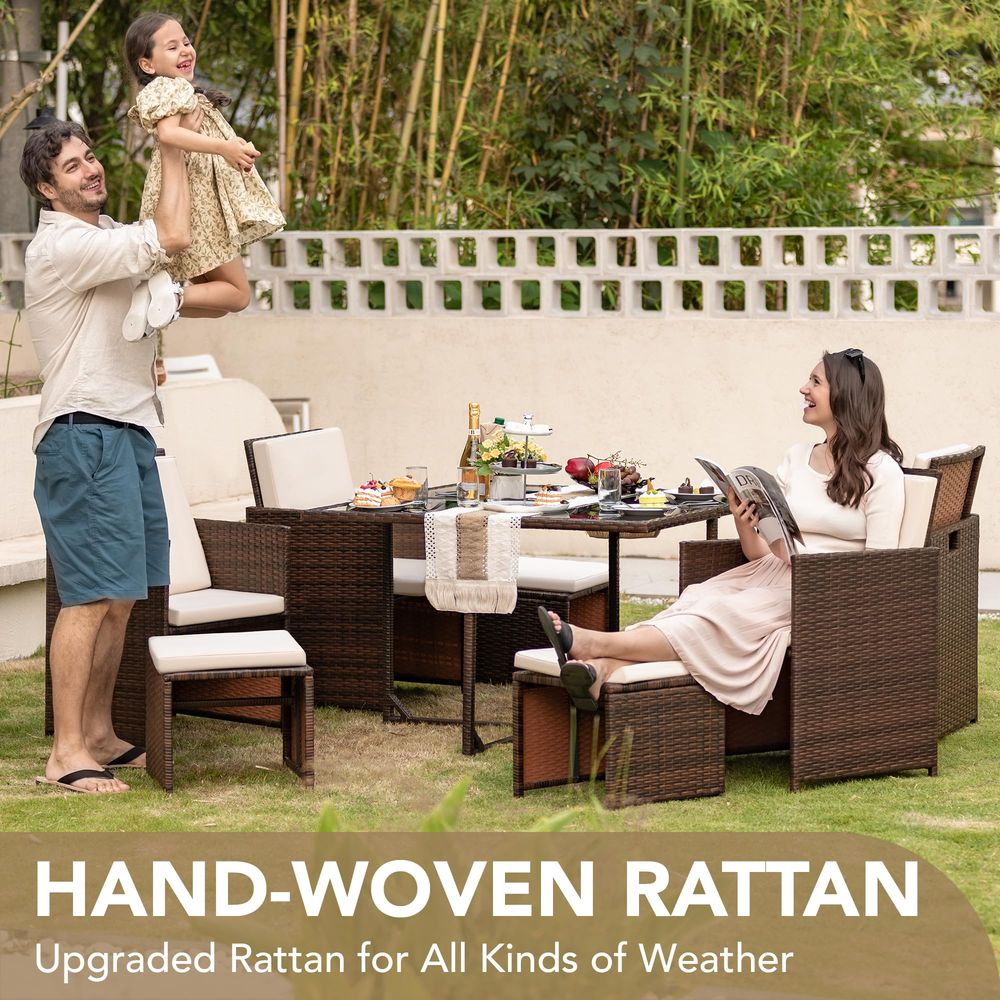 9 Pieces Patio Dining Sets Out - đánh giá và giá Outdoor Furniture Dining Set