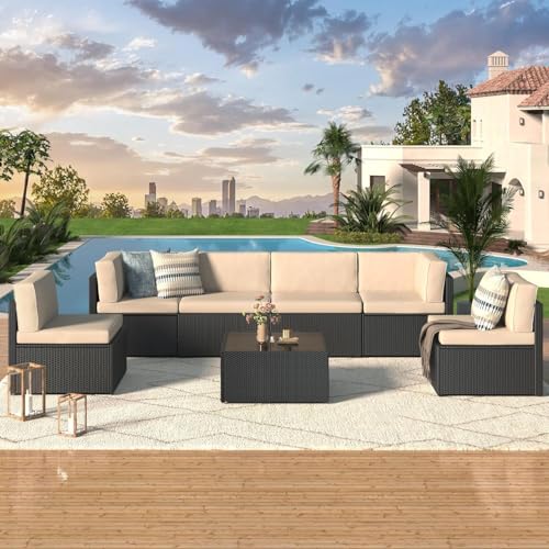 7-Piece Outdoor Wicker Section - đánh giá và giá Outdoor Furniture No Cushions