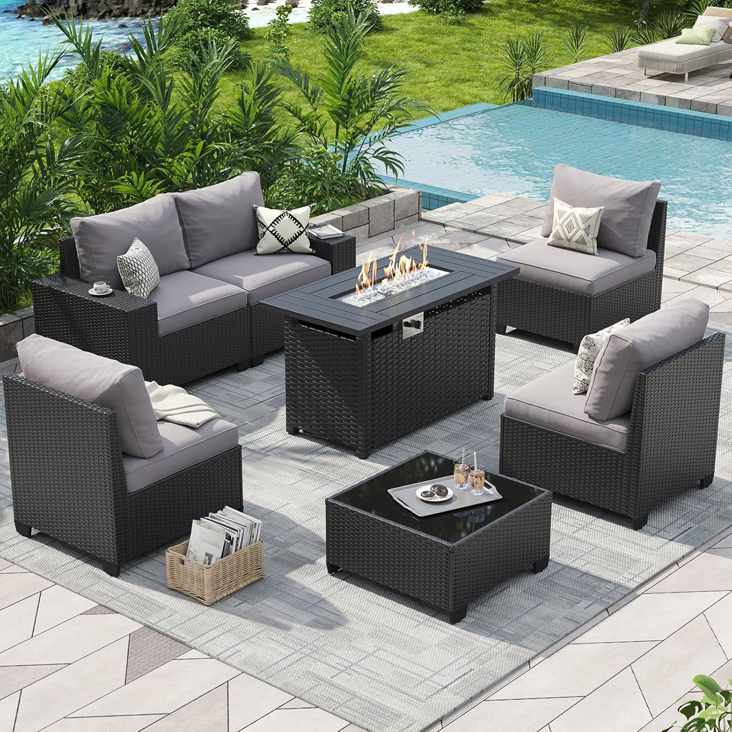 Outdoor Patio Furniture Set wi - đánh giá và giá Outdoor Furniture With Fire Pit Table
