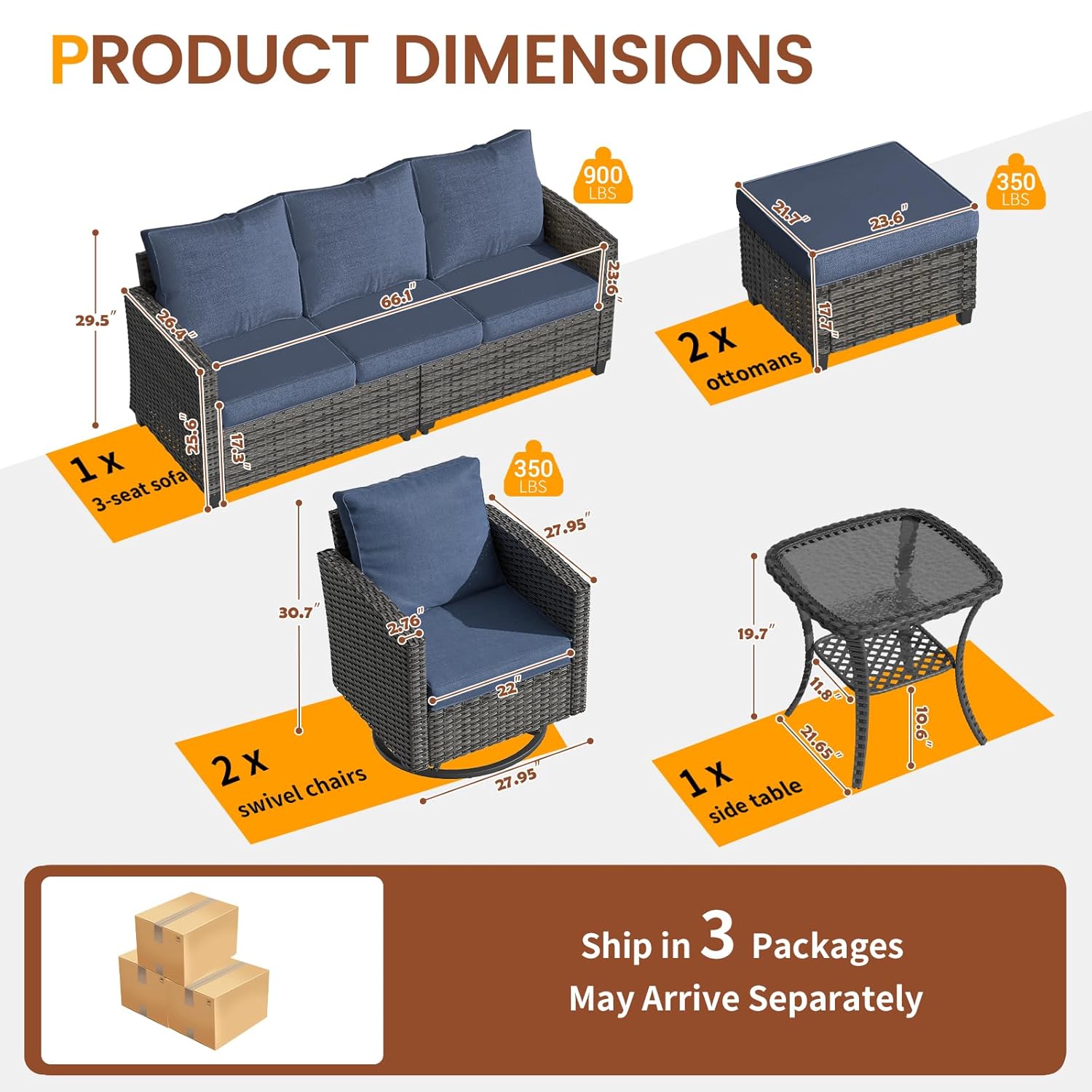 6pc Gray PE Rattan Sectional S - đánh giá và giá Outdoor Furniture With Fire Pit Table