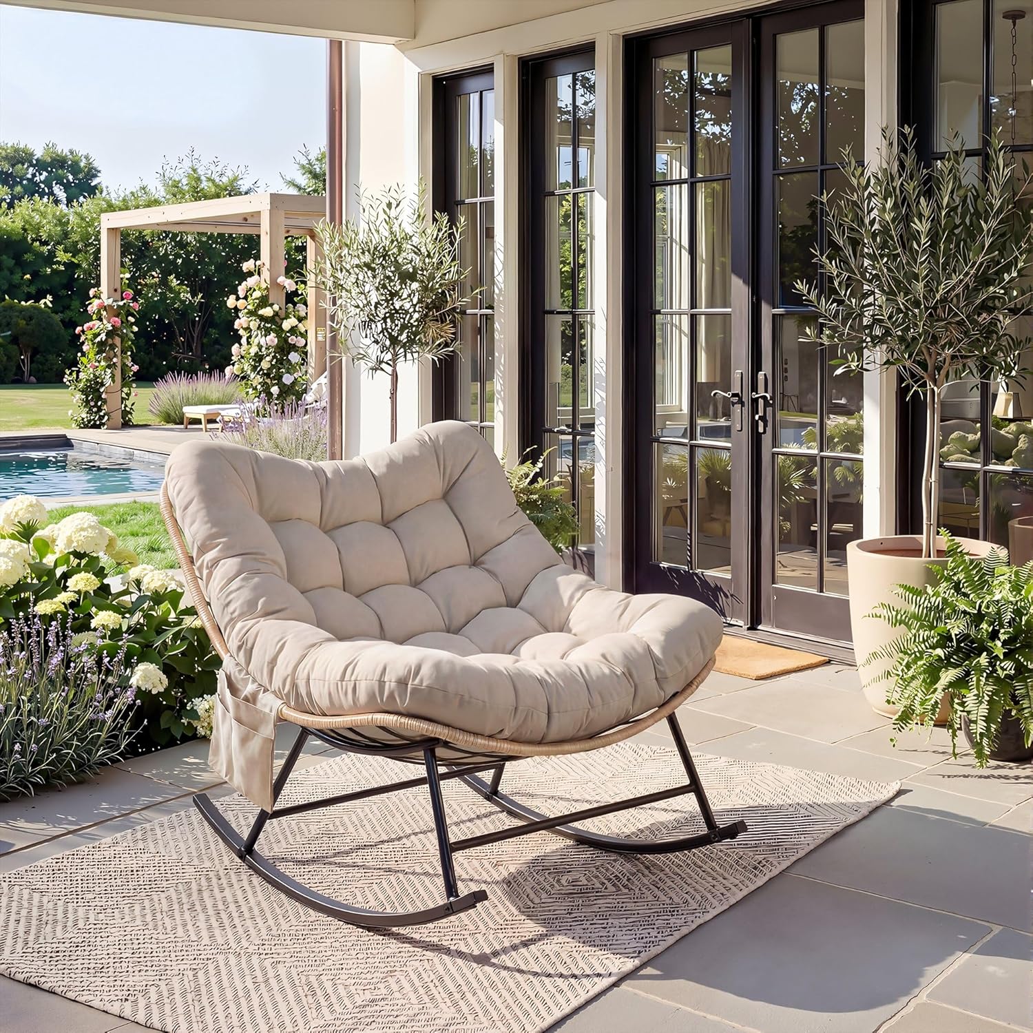 Garvee Metal Rocking Chair wit - đánh giá và giá Outdoor Furniture No Cushions