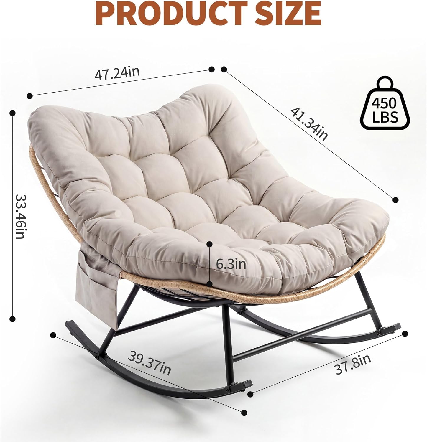 Garvee Metal Rocking Chair wit - đánh giá và giá Outdoor Furniture No Cushions