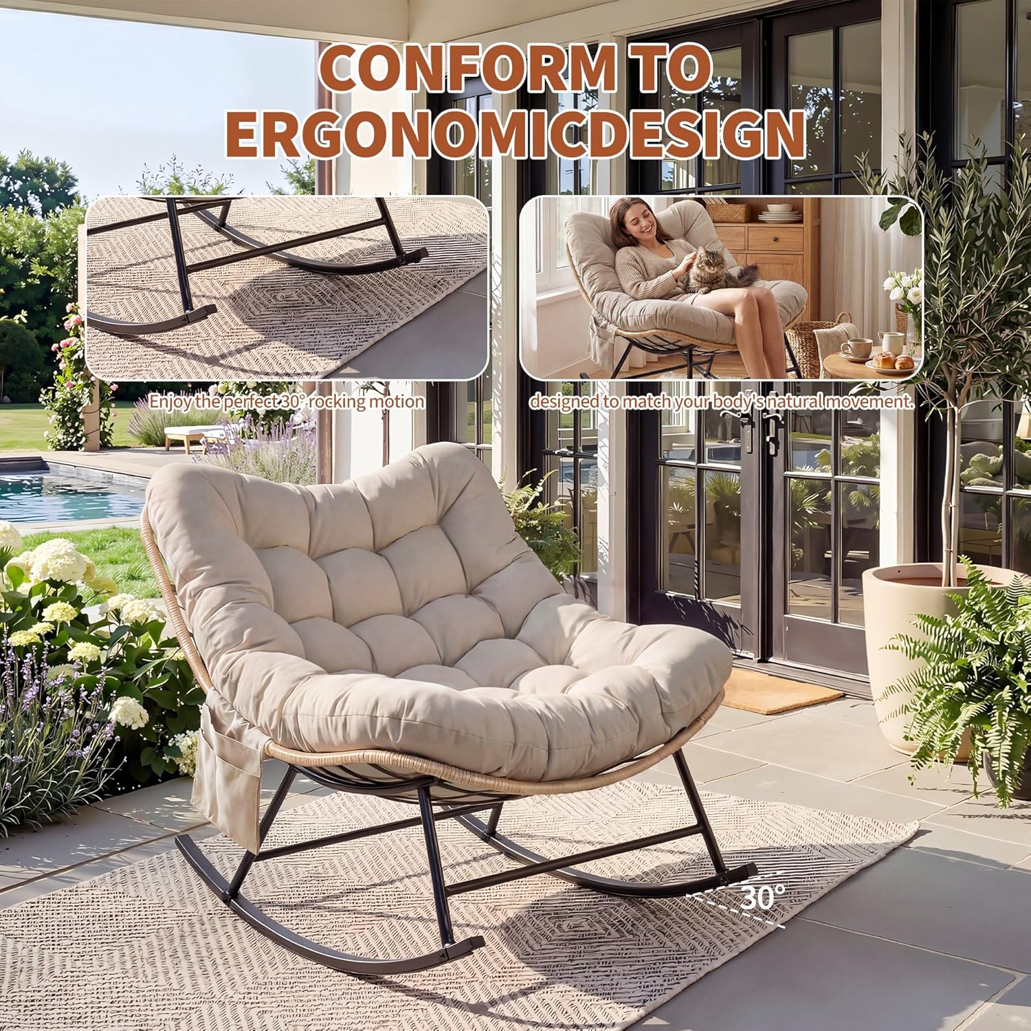 Garvee Metal Rocking Chair wit - đánh giá và giá Outdoor Furniture No Cushions