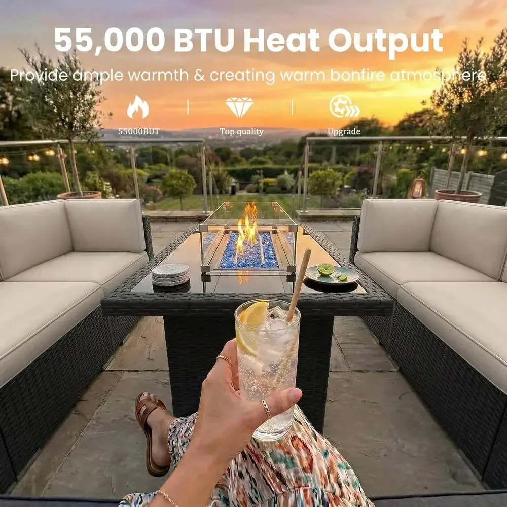 8-Piece Outdoor Patio Furnitur - đánh giá và giá Outdoor Furniture With Fire Pit Table
