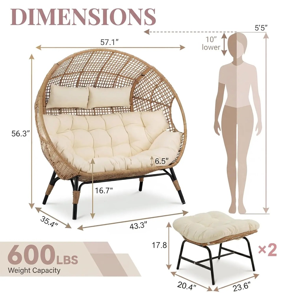 plus Size XL 57.1' Indoor Outd - đánh giá và giá Outdoor Furniture Xl