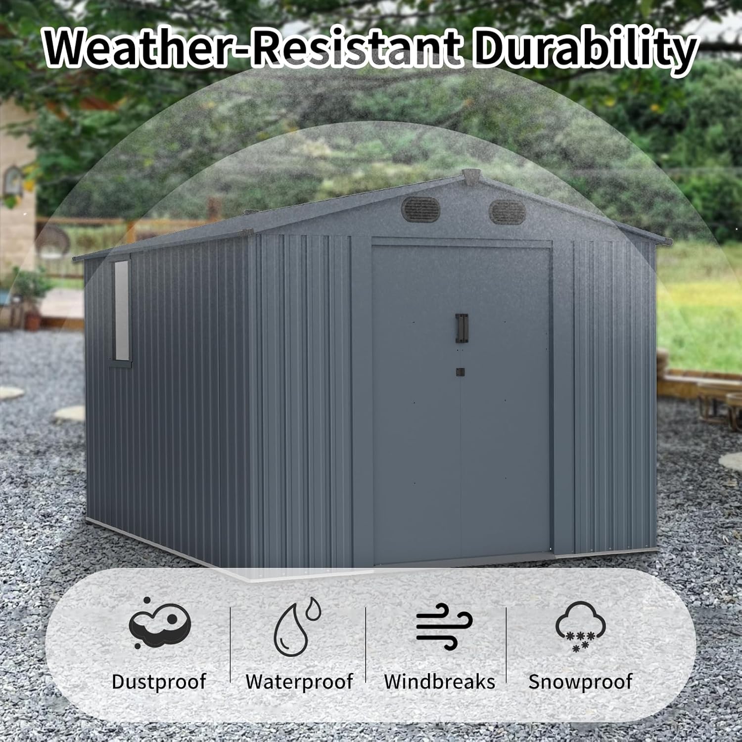 Outdoor Storage Shed 8x10 FT w - đánh giá và giá Outdoor Furniture Metal