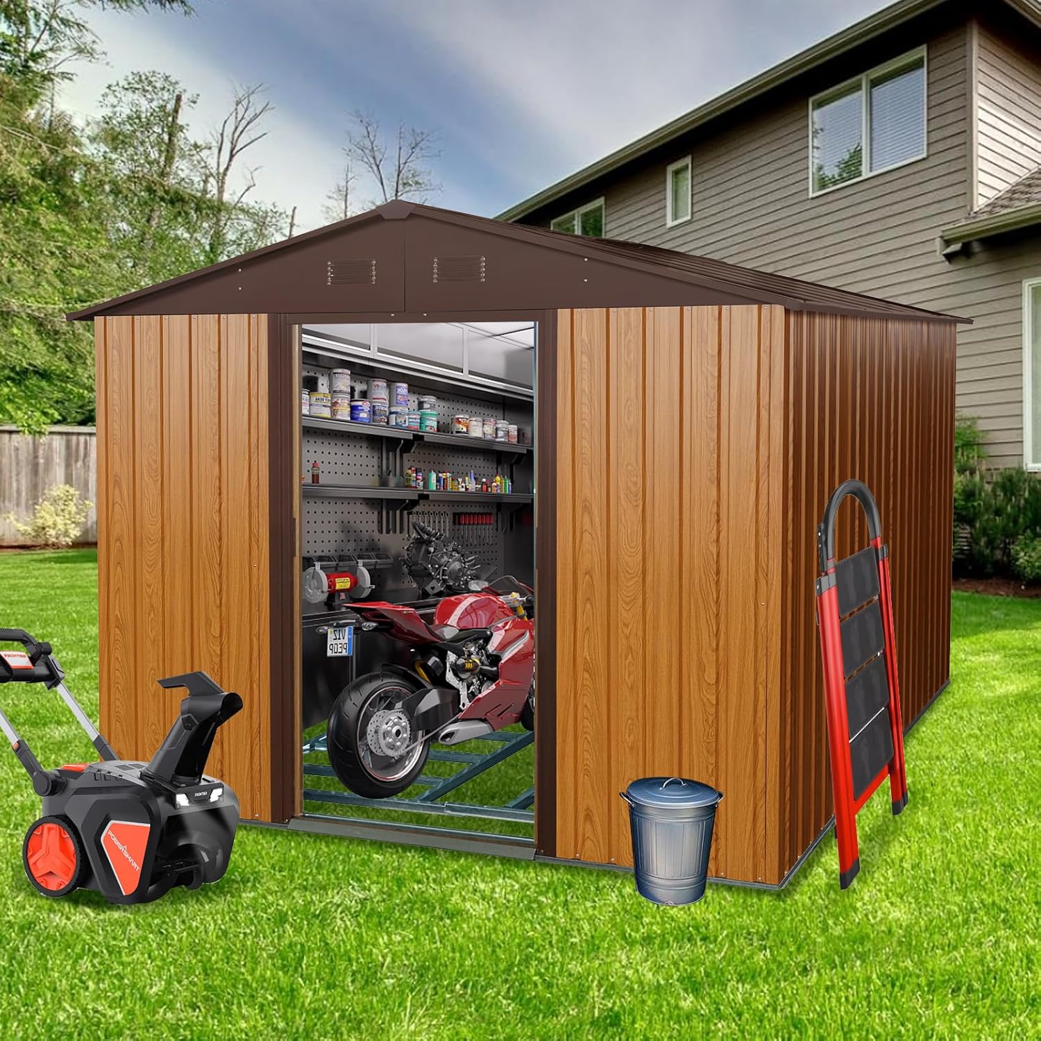 8x10 FT Outdoor Storage Shed,  - đánh giá và giá Outdoor Furniture Metal