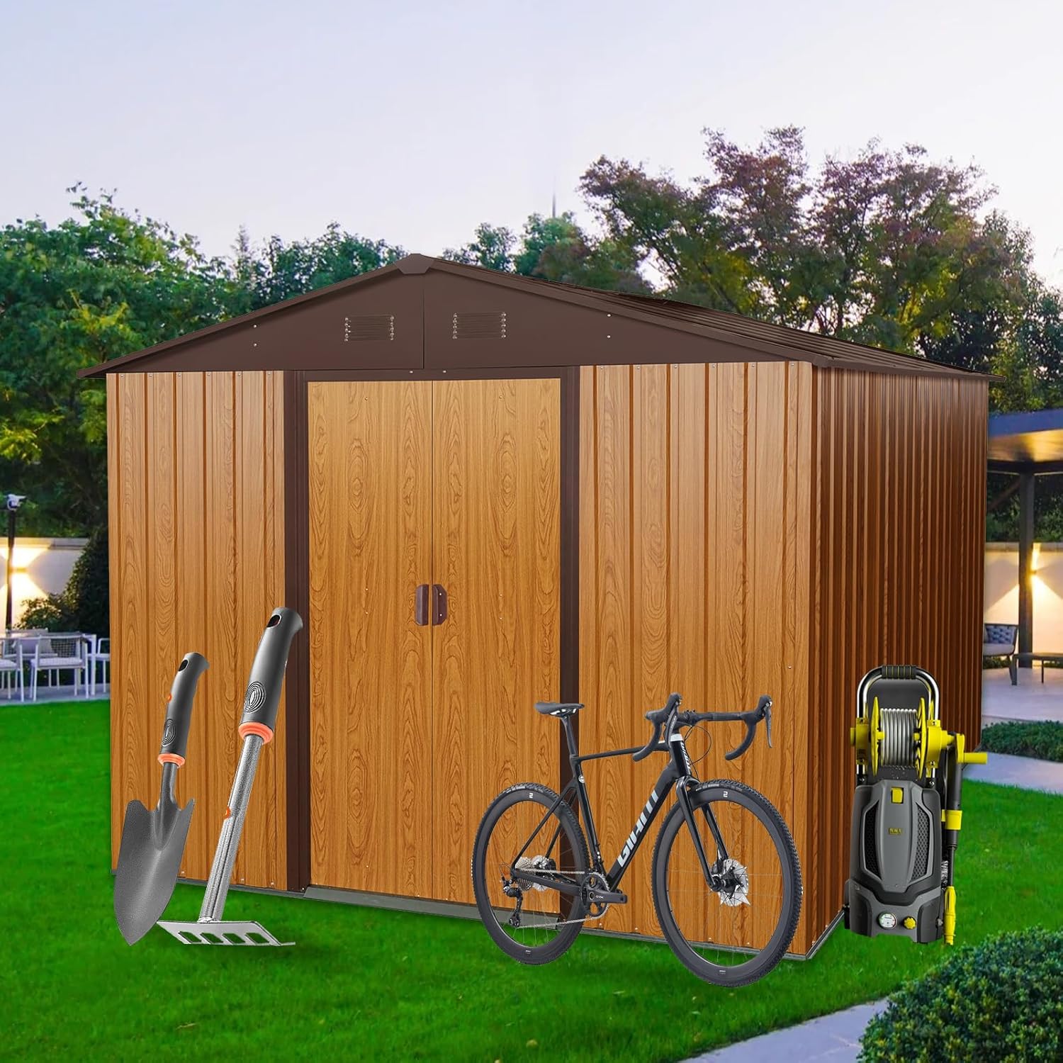 8x10 FT Outdoor Storage Shed,  - đánh giá và giá Outdoor Furniture Metal