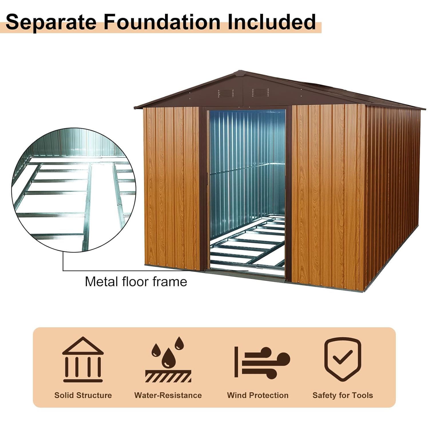 8x10 FT Outdoor Storage Shed,  - đánh giá và giá Outdoor Furniture Metal