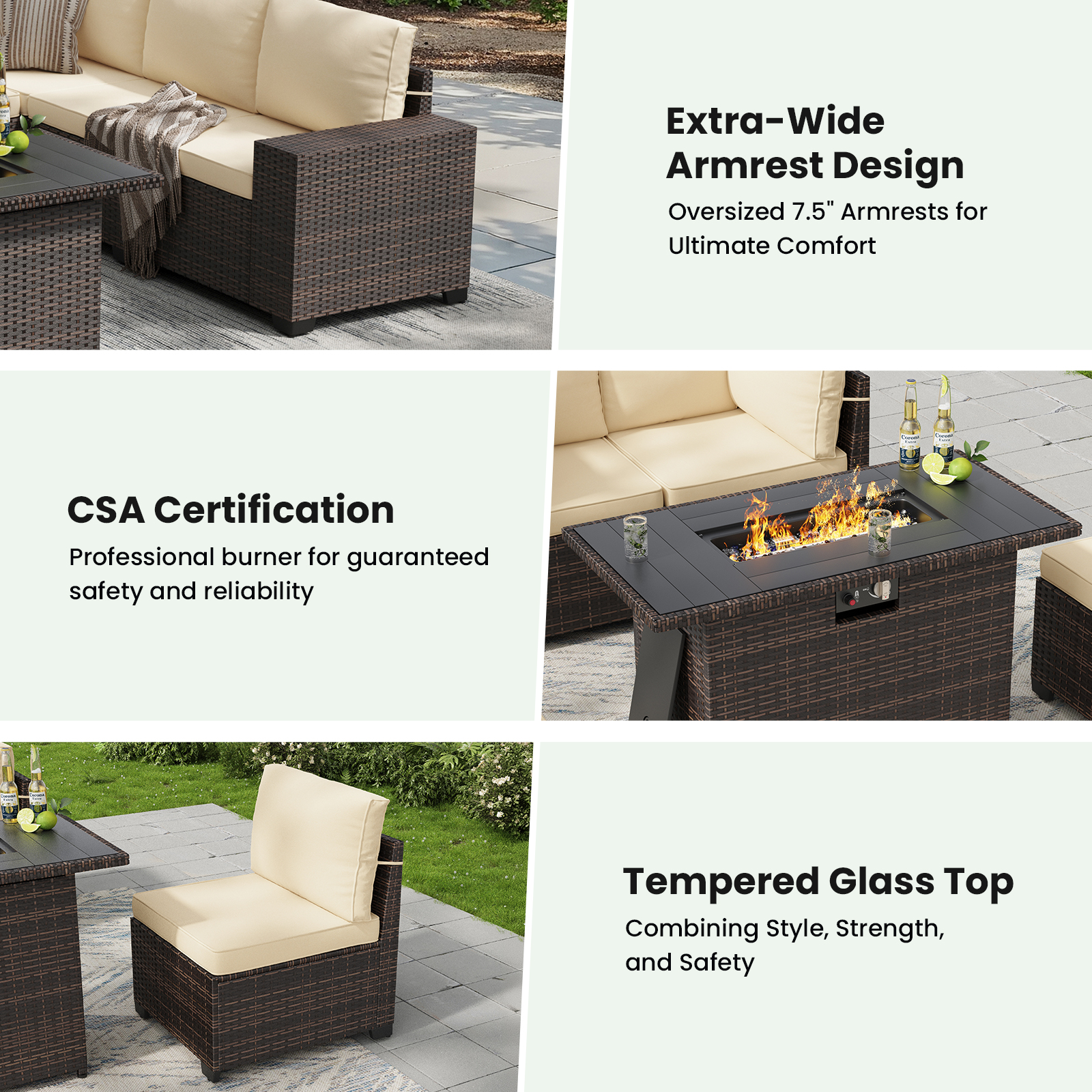 7 Piece Patio Furniture Set wi - đánh giá và giá Outdoor Furniture With Fire Pit Table