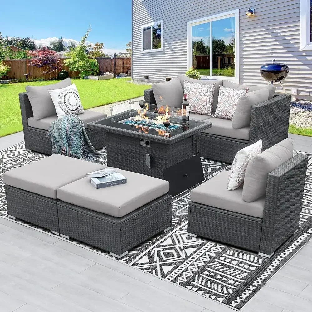 6-Person Weather-Resistant Out - đánh giá và giá Outdoor Furniture With Fire Pit Table