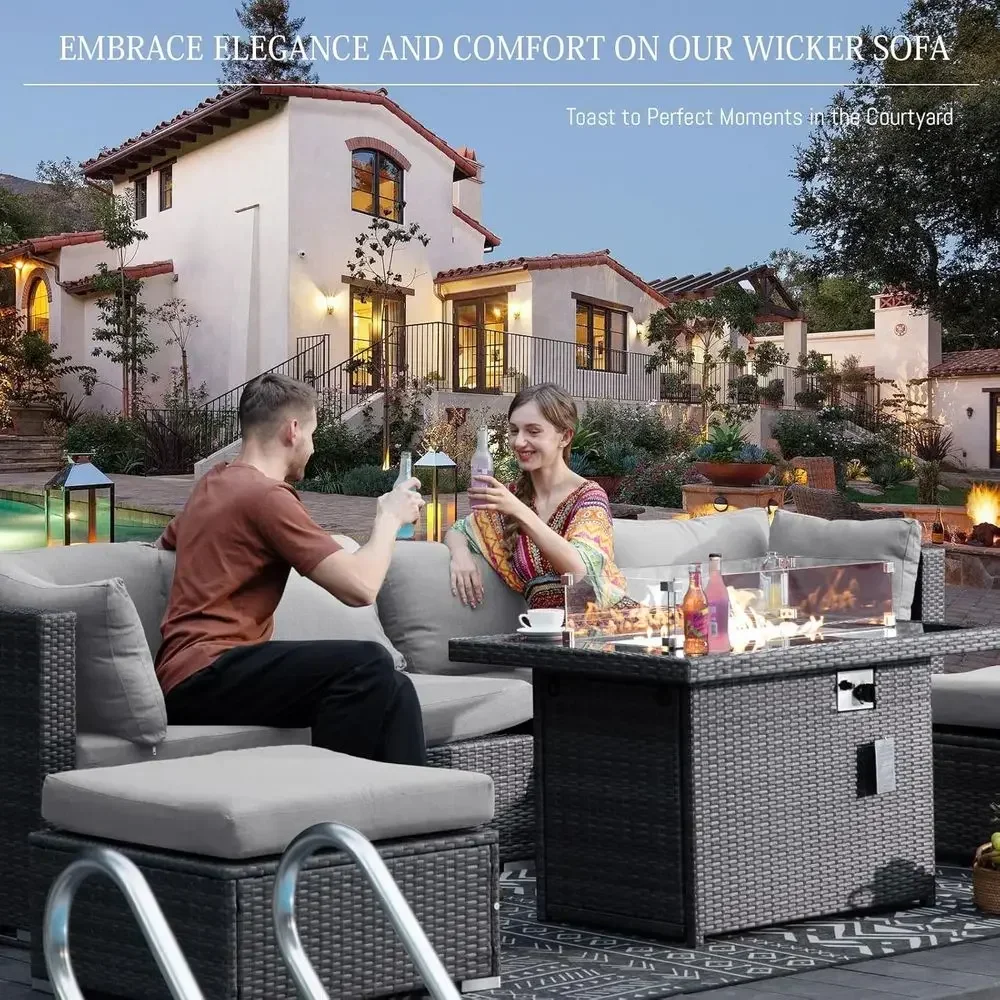 6-Person Weather-Resistant Out - đánh giá và giá Outdoor Furniture With Fire Pit Table