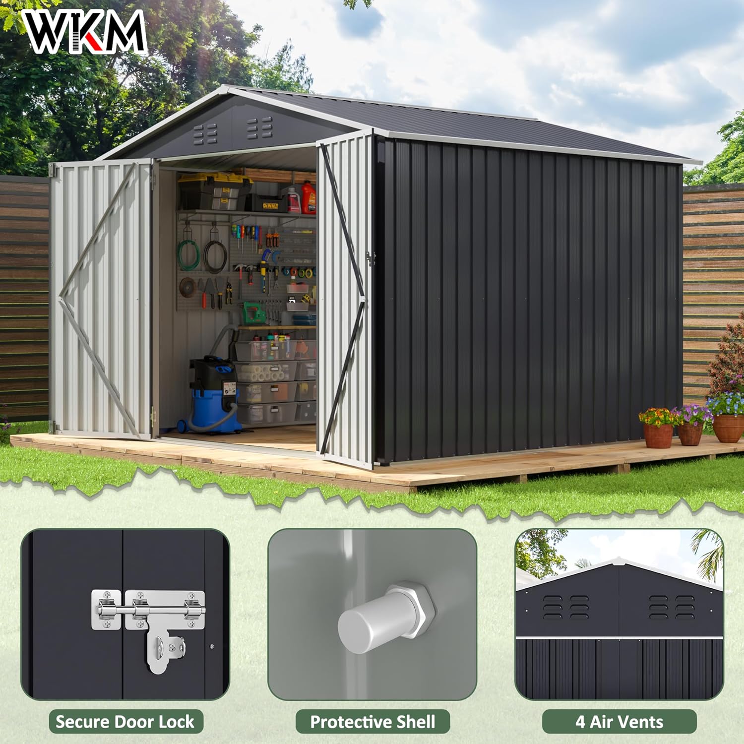 8x8 FT Outdoor Storage Shed, U - đánh giá và giá Outdoor Furniture Metal